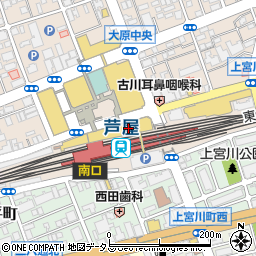 中央コンタクト　芦屋モンテメール店周辺の地図