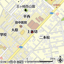 愛知県豊橋市中野町（上新切）周辺の地図