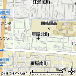 大阪府四條畷市雁屋北町16-23周辺の地図