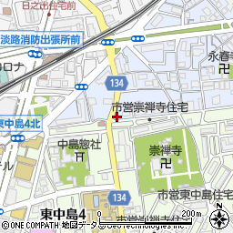 イクスパーキング崇禅寺住宅駐車場周辺の地図