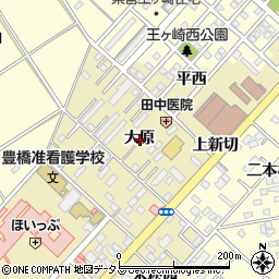 愛知県豊橋市中野町大原周辺の地図