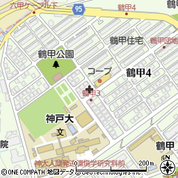 神戸鶴甲郵便局 ＡＴＭ周辺の地図