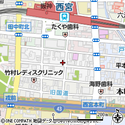 兵庫県西宮市馬場町周辺の地図
