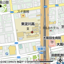 大阪府立東淀川高等学校周辺の地図