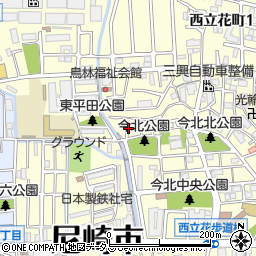 兵庫県尼崎市西立花町2丁目33周辺の地図