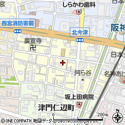 兵庫県西宮市津門稲荷町周辺の地図