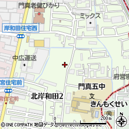 大阪府門真市北岸和田周辺の地図
