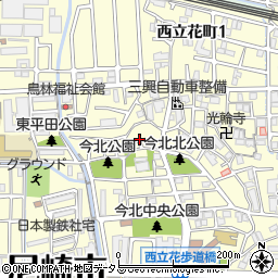 兵庫県尼崎市西立花町2丁目27周辺の地図