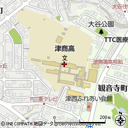 津商業高校生徒会室周辺の地図