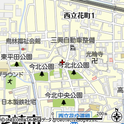 兵庫県尼崎市西立花町周辺の地図