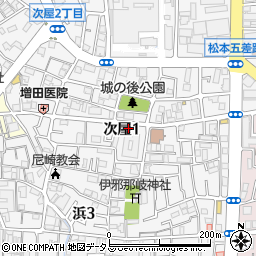 次屋公園周辺の地図