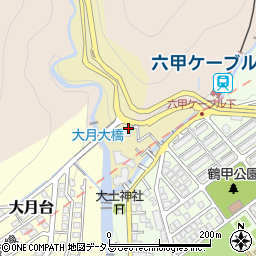 兵庫県神戸市灘区水車新田滝ノ下周辺の地図