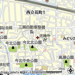 兵庫県尼崎市西立花町2丁目16周辺の地図