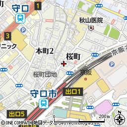 大阪府守口市桜町周辺の地図