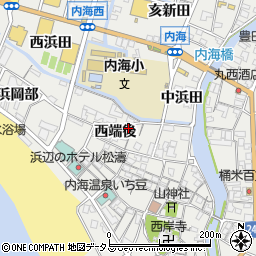 愛知県南知多町（知多郡）内海（西端後）周辺の地図