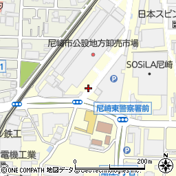 尼崎市地方卸売市場　青果部株式会社浜田商店周辺の地図