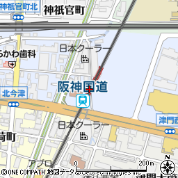 阪神国道駅周辺の地図