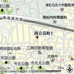兵庫県尼崎市西立花町1丁目12-11周辺の地図