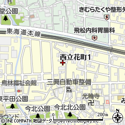 兵庫県尼崎市西立花町1丁目12-9周辺の地図