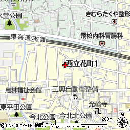兵庫県尼崎市西立花町1丁目12周辺の地図