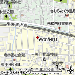 兵庫県尼崎市西立花町1丁目12-46周辺の地図