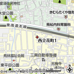 兵庫県尼崎市西立花町1丁目12-45周辺の地図