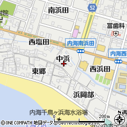 愛知県知多郡南知多町内海中浜周辺の地図