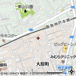 兵庫県芦屋市大原町25周辺の地図