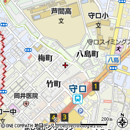 大阪府守口市竹町周辺の地図