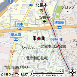 大阪府門真市巣本町周辺の地図