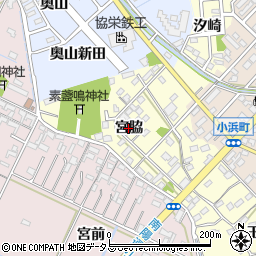愛知県豊橋市王ヶ崎町（宮脇）周辺の地図