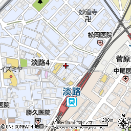 大阪王将 淡路店周辺の地図