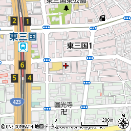 ナポリ東三国ビル周辺の地図