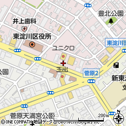 ユニクロ東淀川店駐車場周辺の地図