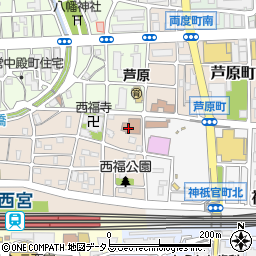 西宮市役所市民局　人権推進部・若竹生活文化会館周辺の地図