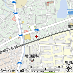 兵庫県芦屋市岩園町1-21周辺の地図