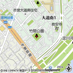 竹間公園周辺の地図