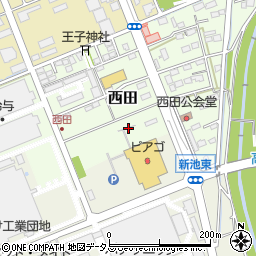 静岡県袋井市西田44周辺の地図