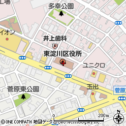 大阪市東淀川区役所周辺の地図