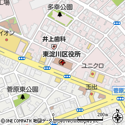 大阪市東淀川区役所周辺の地図