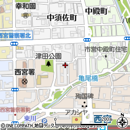 兵庫県西宮市津田町周辺の地図