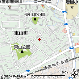 兵庫県芦屋市東山町周辺の地図