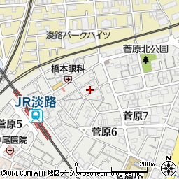 大阪建設労働組合　東淀川支部周辺の地図