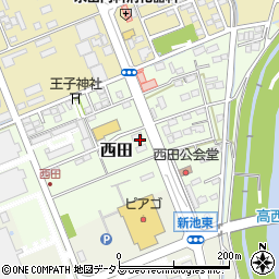 静岡県袋井市西田1周辺の地図