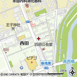 静岡県袋井市西田2周辺の地図
