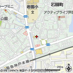 兵庫県芦屋市岩園町9-34周辺の地図