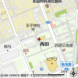静岡県袋井市西田周辺の地図