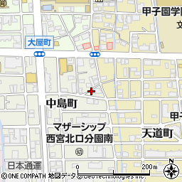 西宮市中島町16akippa駐車場周辺の地図
