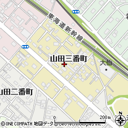 愛知県豊橋市山田三番町周辺の地図