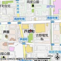 兵庫県西宮市芦原町周辺の地図